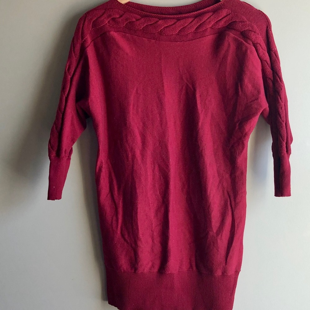 Gorgeous Cranberry Red Cable Knit Sweater